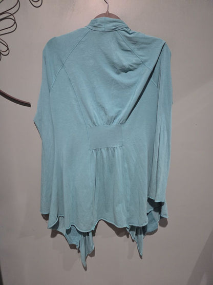 Lucy Teal Blue Open Front Cardigan Size Large