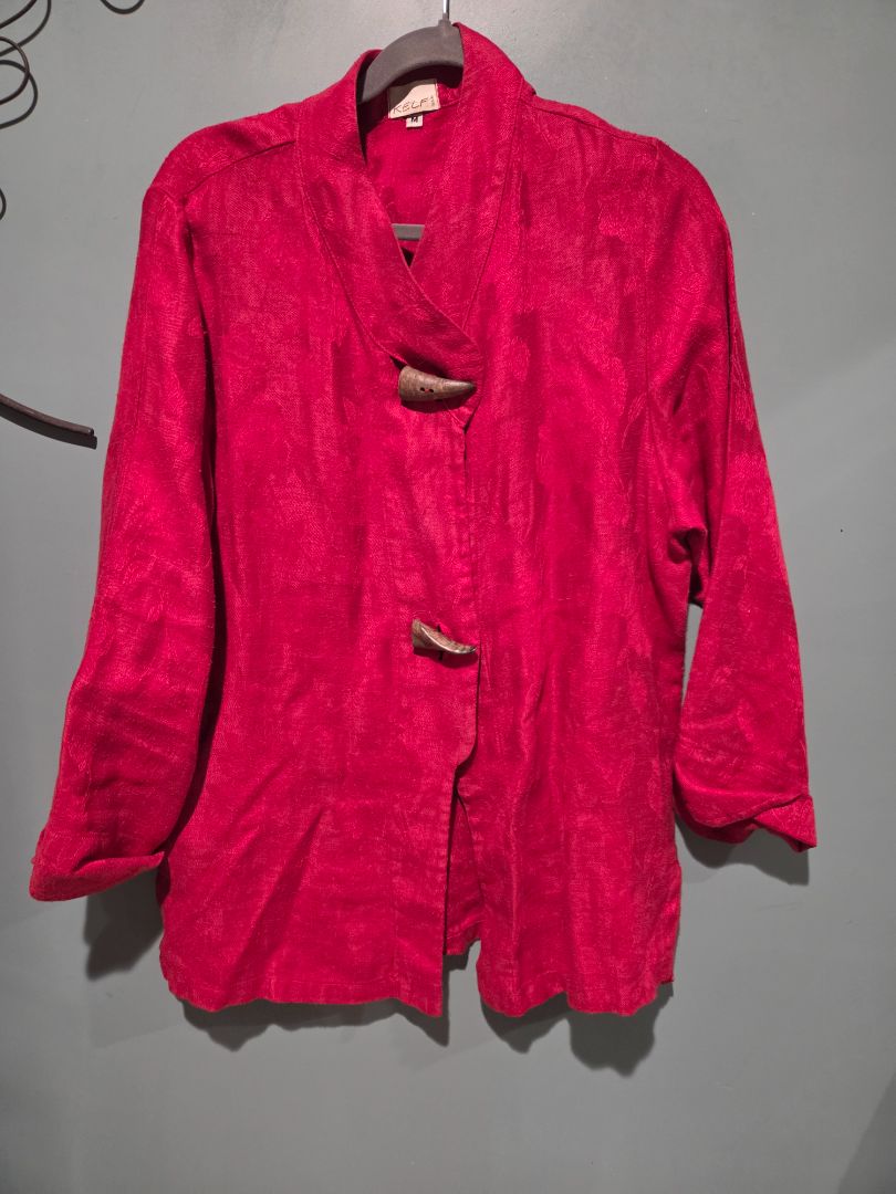 Kelf 100% Linen Asian Inspired Jacket with large buttons