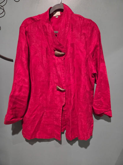 Kelf 100% Linen Asian Inspired Jacket with large buttons