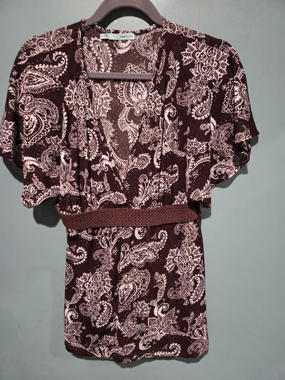 Maurices Brown/White Paisley top Medium