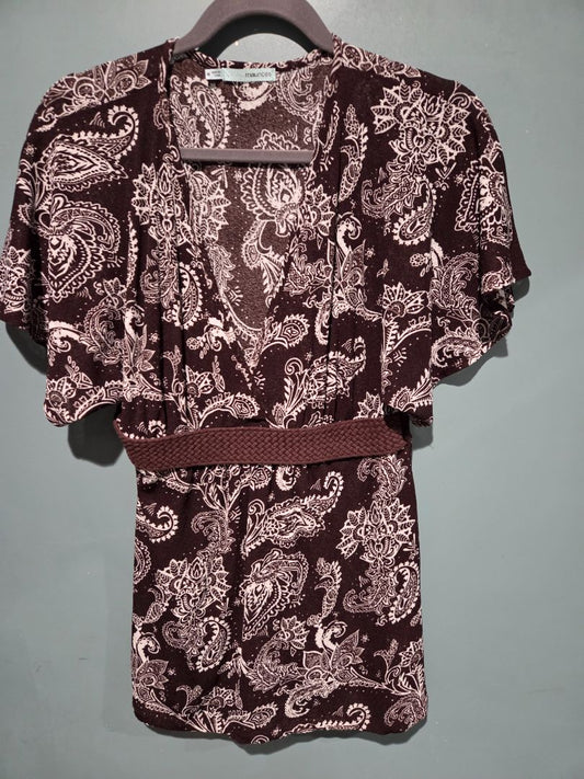 Maurices Brown/White Paisley top Medium