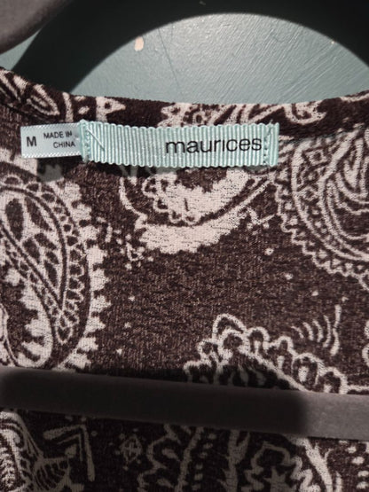 Maurices Brown/White Paisley top Medium