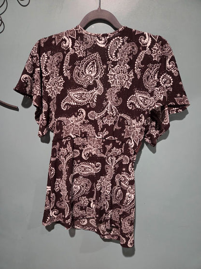 Maurices Brown/White Paisley top Medium