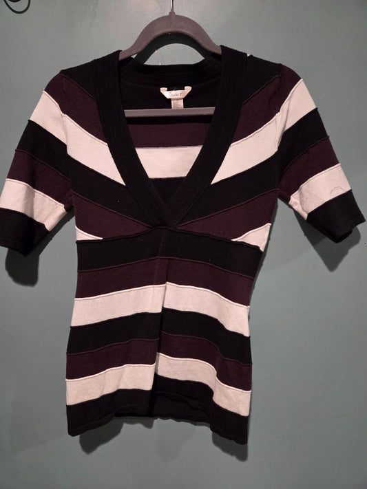 Studio Y Knit Top Black/Brown/White Medium