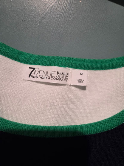 7th Avenue New York & Company Green/Blue/White Striped knit top Medium