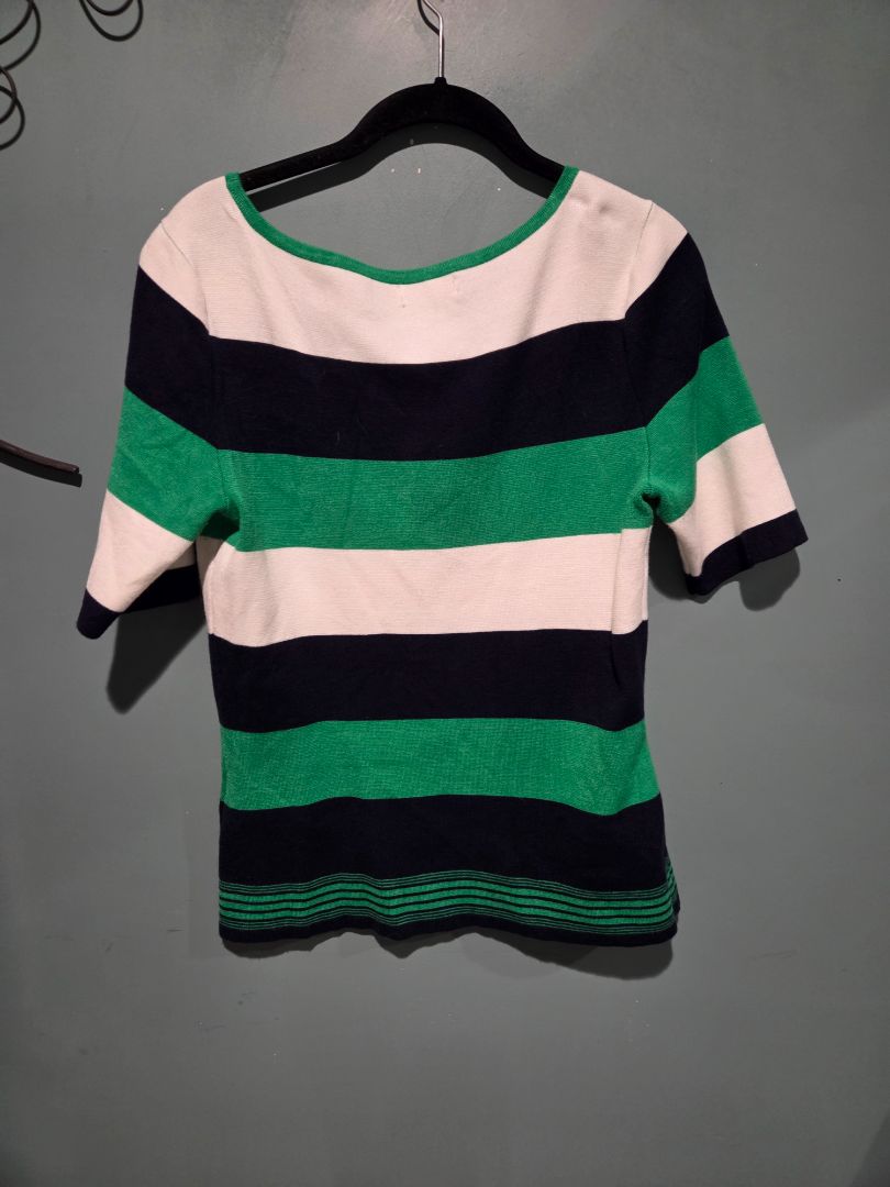 7th Avenue New York & Company Green/Blue/White Striped knit top Medium