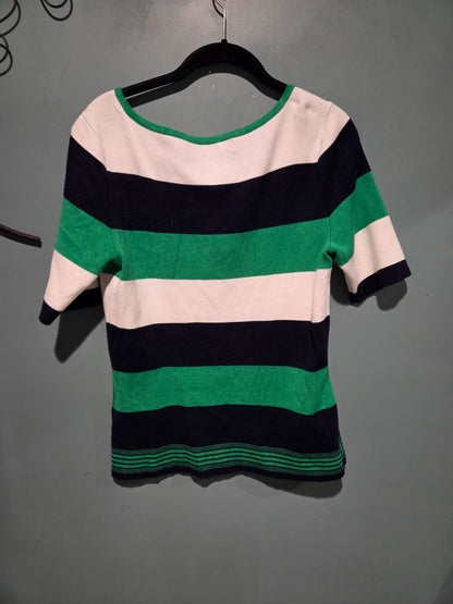 7th Avenue New York & Company Green/Blue/White Striped knit top Medium