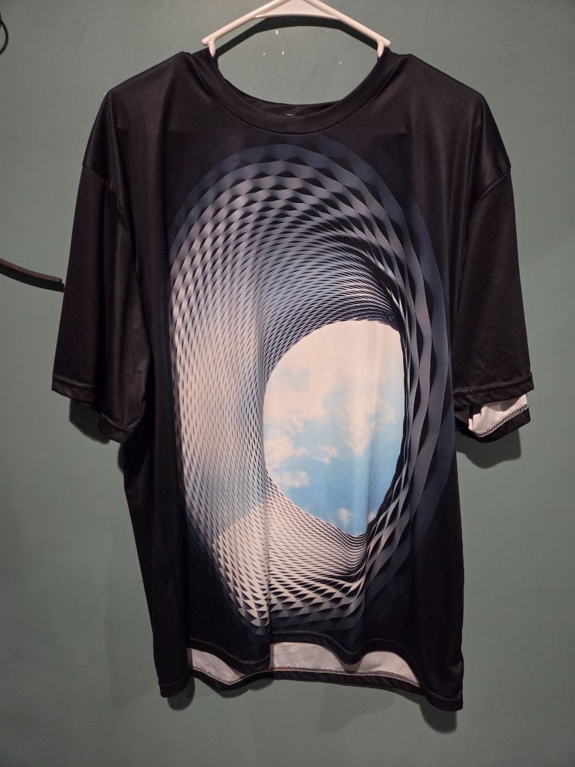 3D Graphic Printed Crew Neck Top Men's XL
