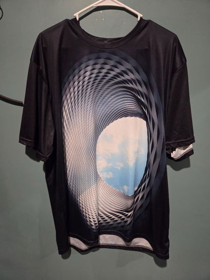 3D Graphic Printed Crew Neck Top Men's XL
