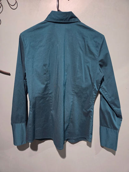 New York & Company Green Long Sleeve Blouse Medium