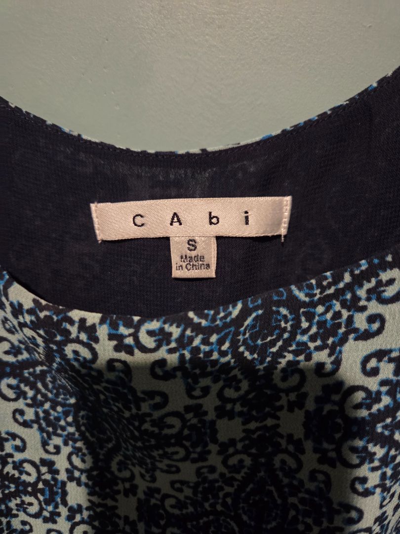 Cabi Cami Top Tank Green/Blue Damask Stripe Small
