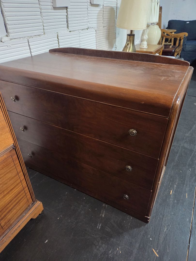 Vintage B.F. Co 3 Drawer Waterfall Style Art Deco Dresser