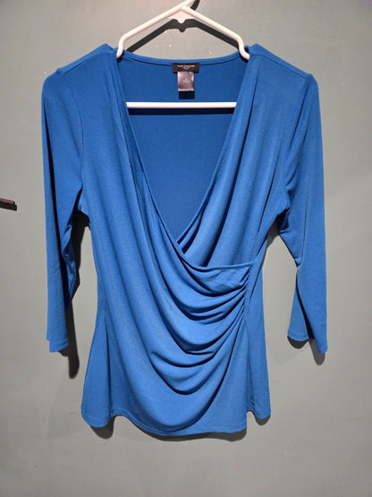 Ann Taylor Royal Blue Wrap Top Medium