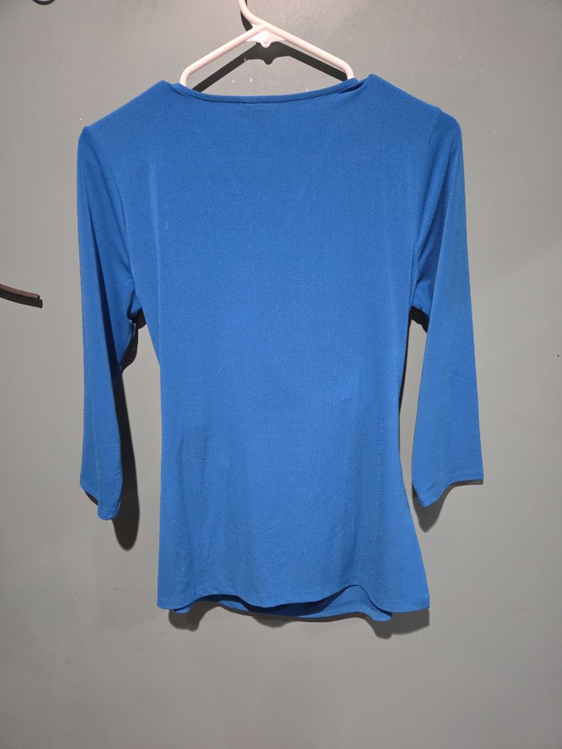 Ann Taylor Royal Blue Wrap Top Medium
