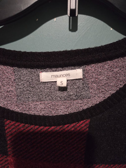 Maurices Red/Black Plaid Long Sleeve Top Small