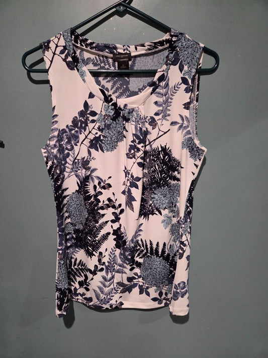 Ann Taylor White/Blue Flowers Sleeveless top Medium