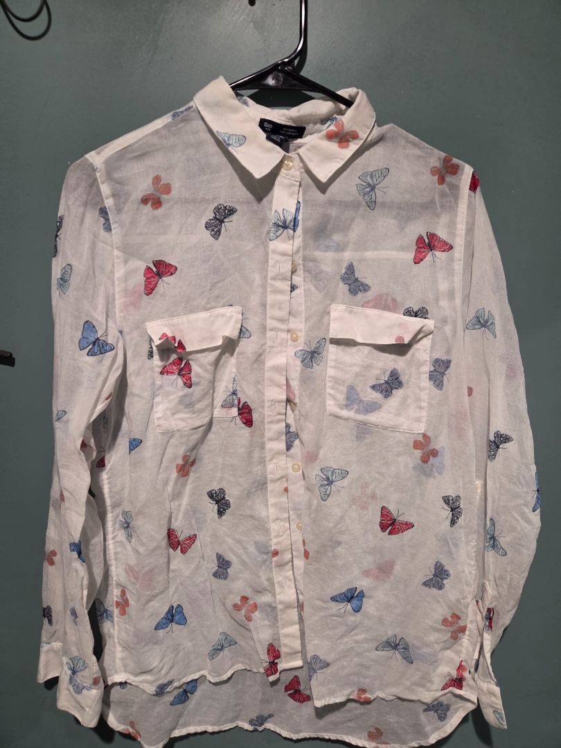 Gap Sheer Butterfly Long sleeve Top Small