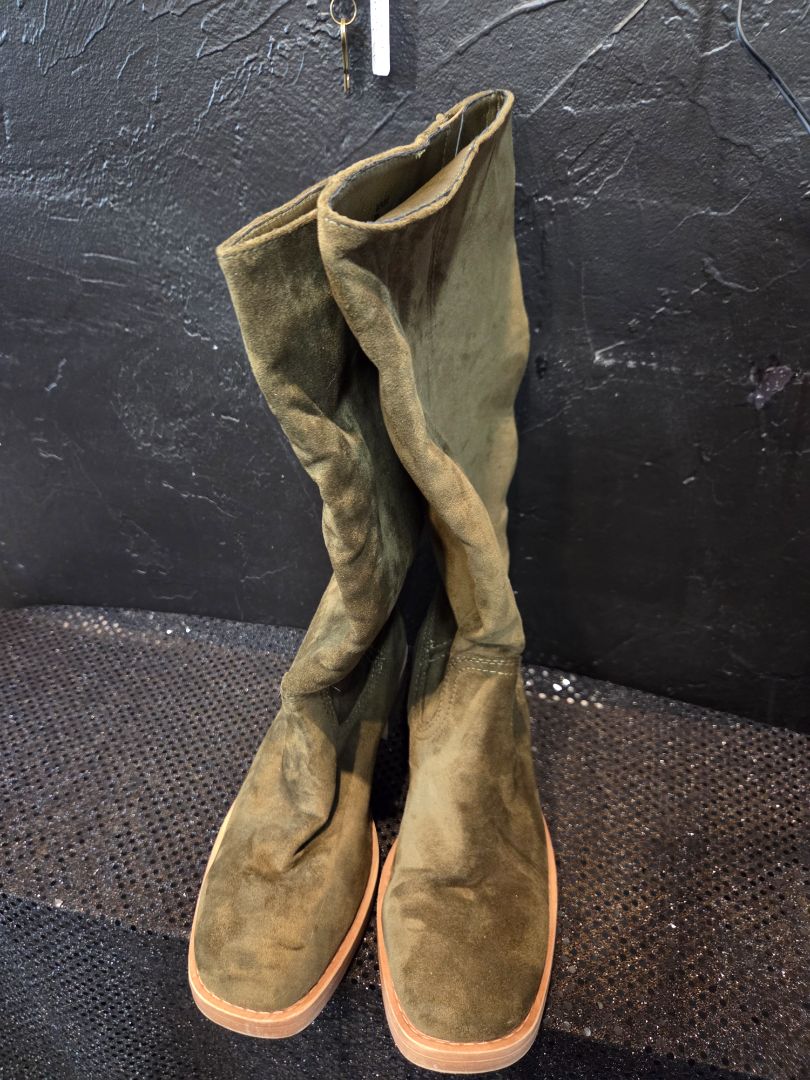 Green Faux Suede Boots size 8