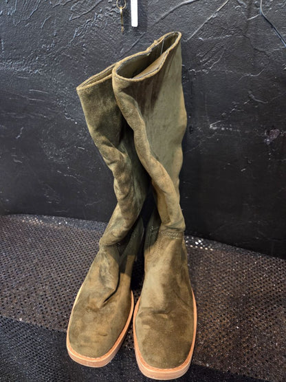 Green Faux Suede Boots size 8