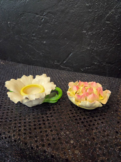 Vintage Cosmos Porcelain Tea Pot Pink/Yellow Rose Tea light