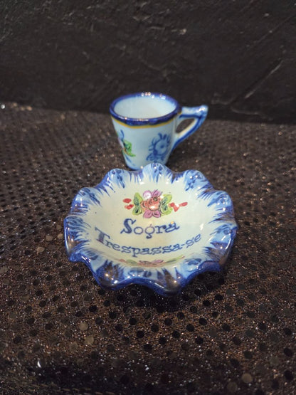 Hand painted teacup and saucer