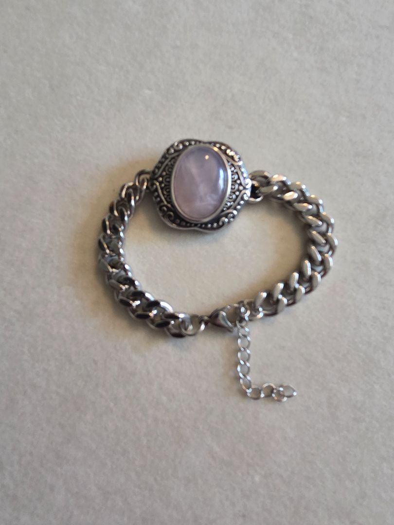 Stainless Steel Rose Quartz Bracelet