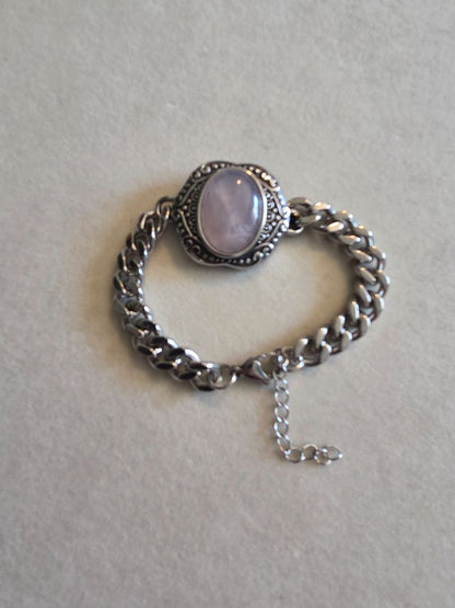 Stainless Steel Rose Quartz Bracelet