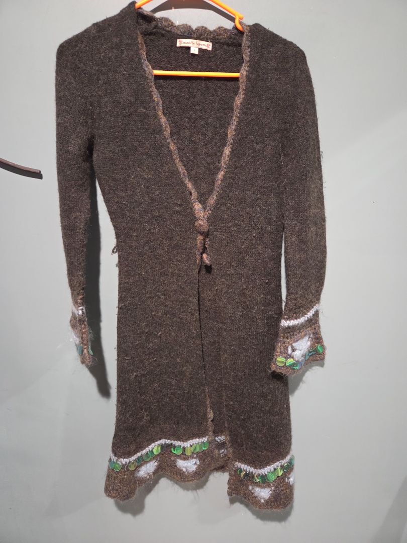 Nanette Lepore Long Knit Cardigan Green Small