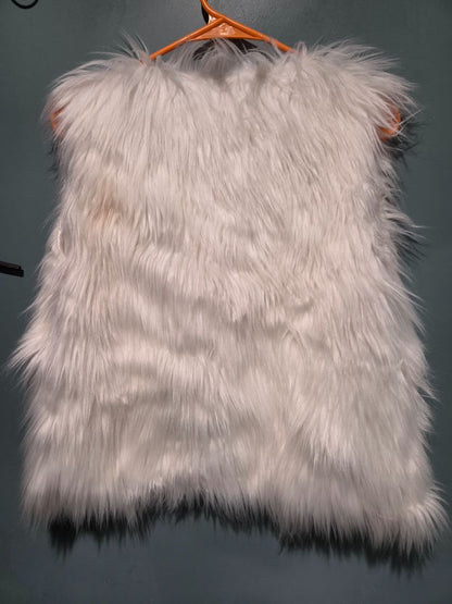Aukmla Women's Faux Fur Vest White Small