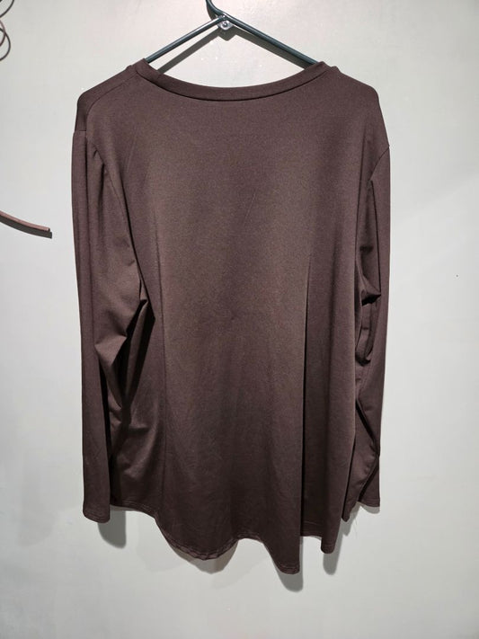Black Long Sleeve Leopard Design Heart 2XL Top