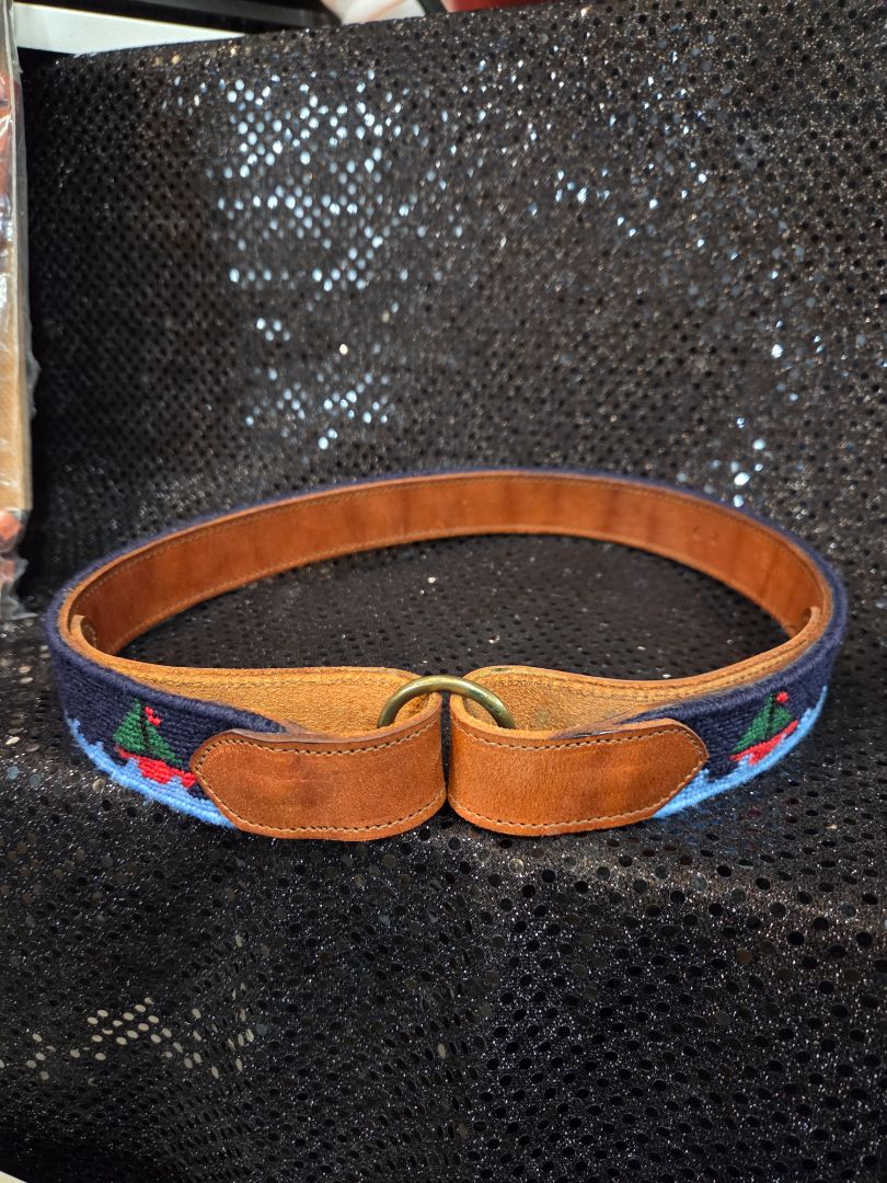 Dan Place Cross Stitched Sail Boat Belt size 29