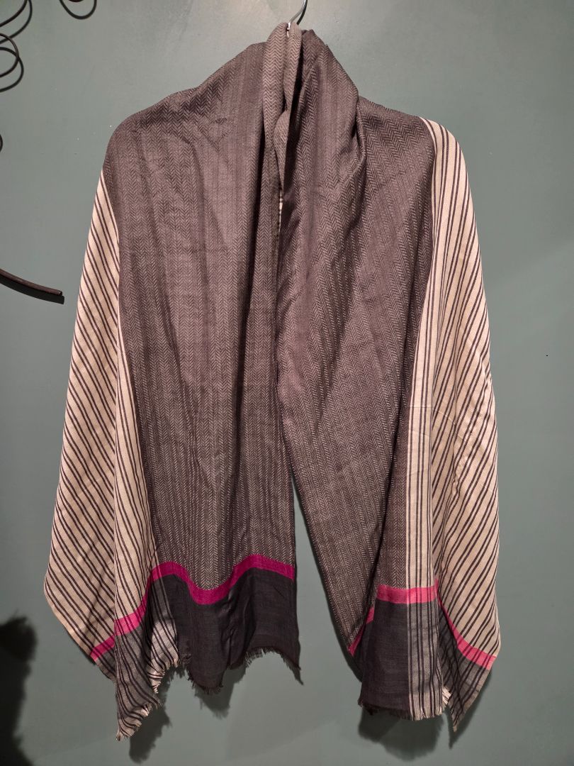 White/Grey/ and Pink Scarf