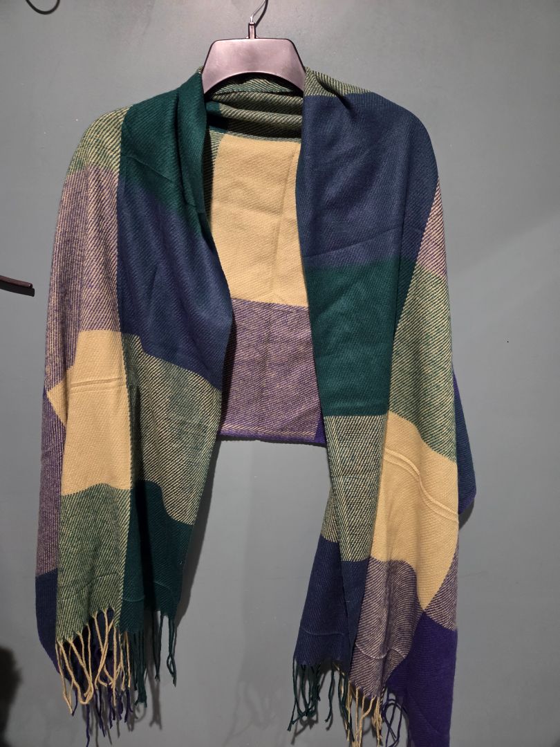 Blue/Green/Grey and Yellow Scarf