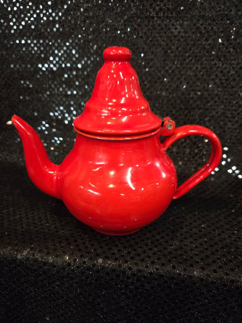 Vintage Enamel Red Tea Pot
