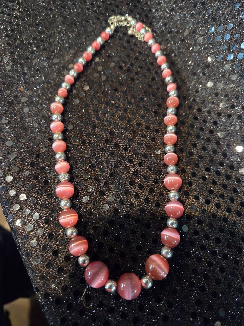 Pink Cats Eye Necklace