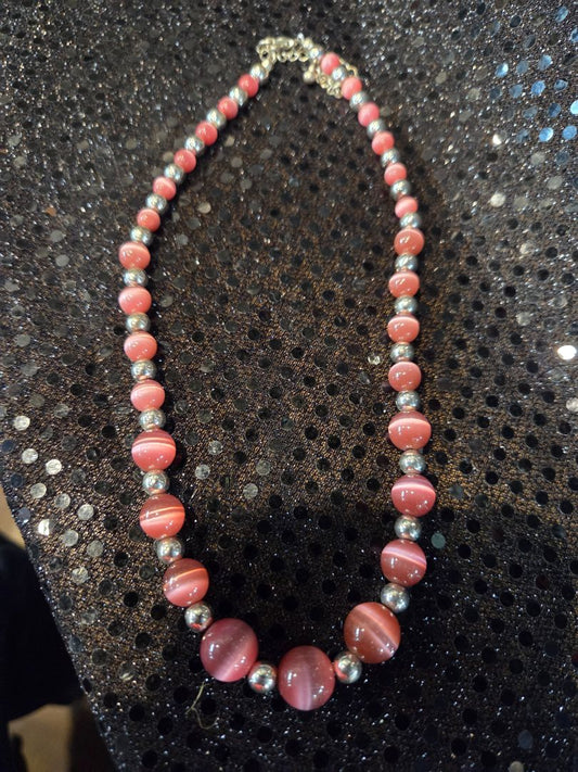 Pink Cats Eye Necklace