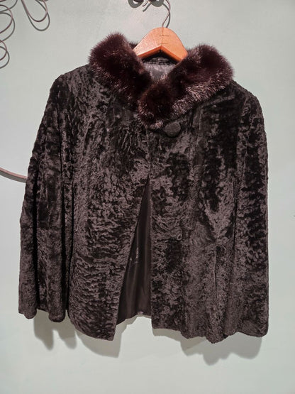 Vintage Black Persian Lamb Crop Coat (small?)