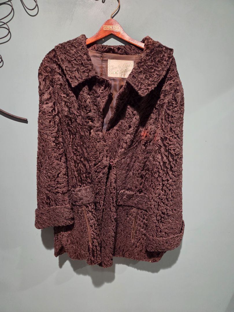 Vintage Brown Persian Lamb Fur Coat by Clyde Burtrum 1950's