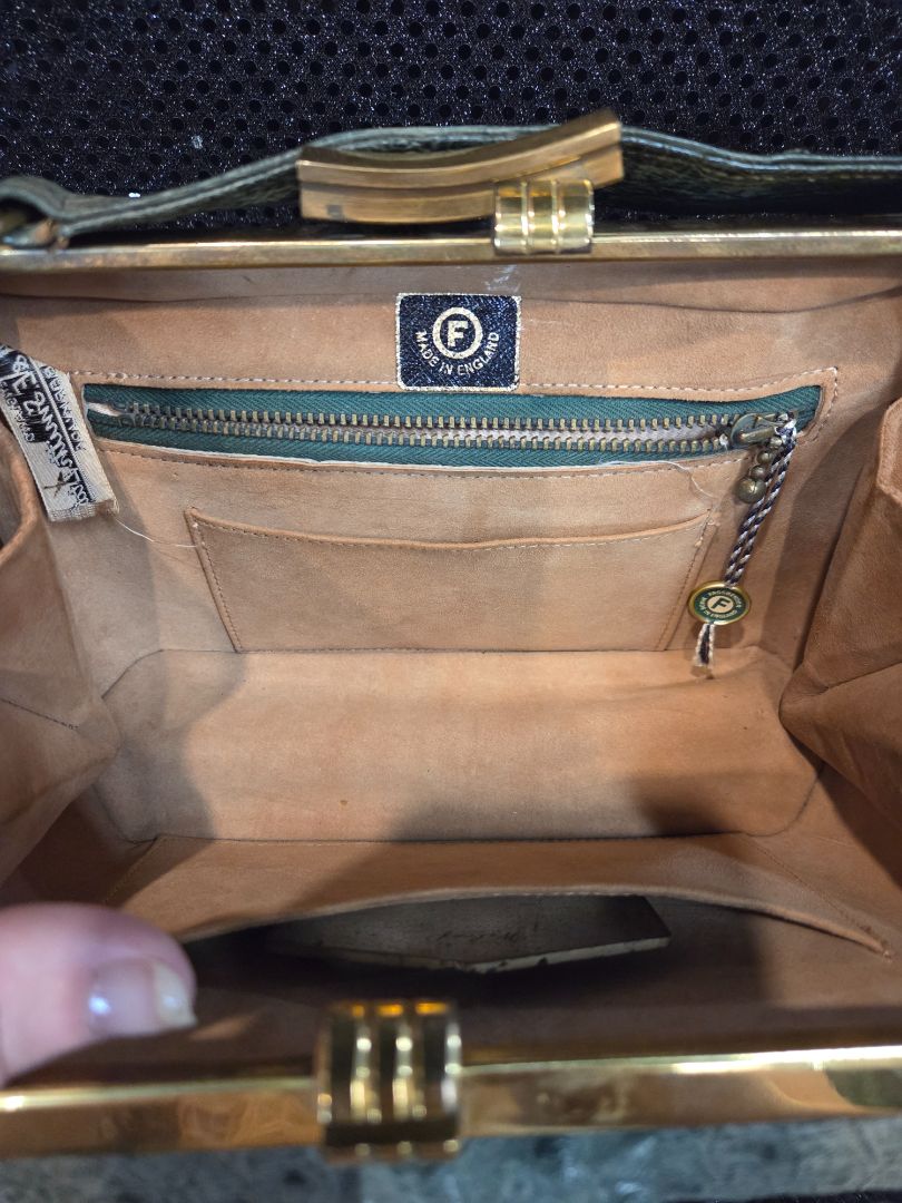 H.A & E Smith Ltd. Green Ostrich Handbag