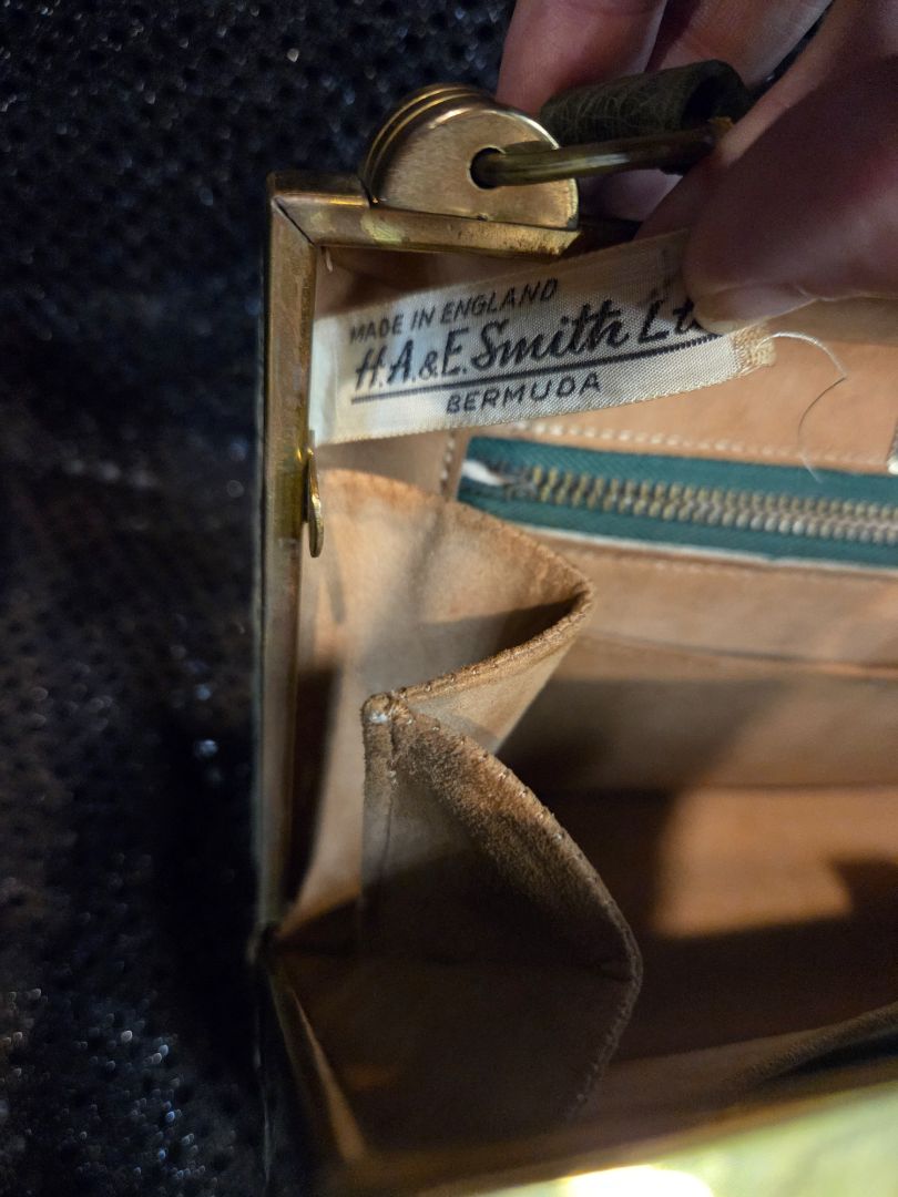 H.A & E Smith Ltd. Green Ostrich Handbag