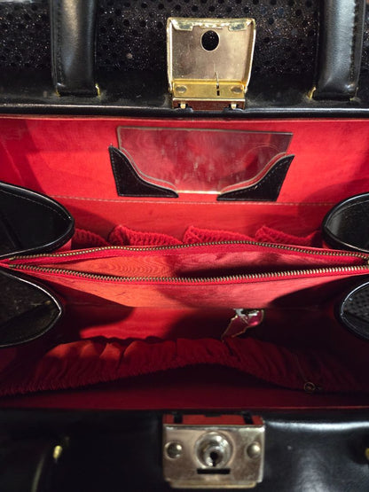 Black 1960's Beauty Case Red interior and Key included