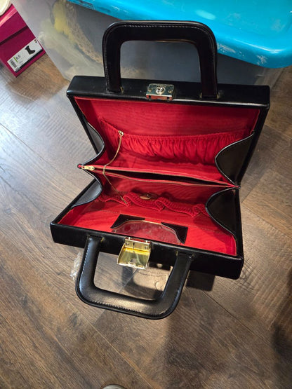 Black 1960's Beauty Case Red interior and Key included