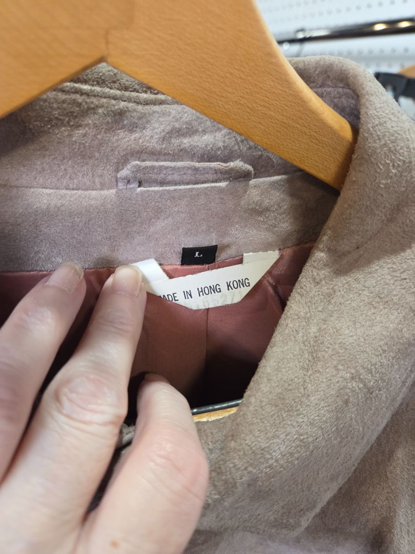 Vintage Brown Leather/Suede Button down Top Women's Made in Hong Kong