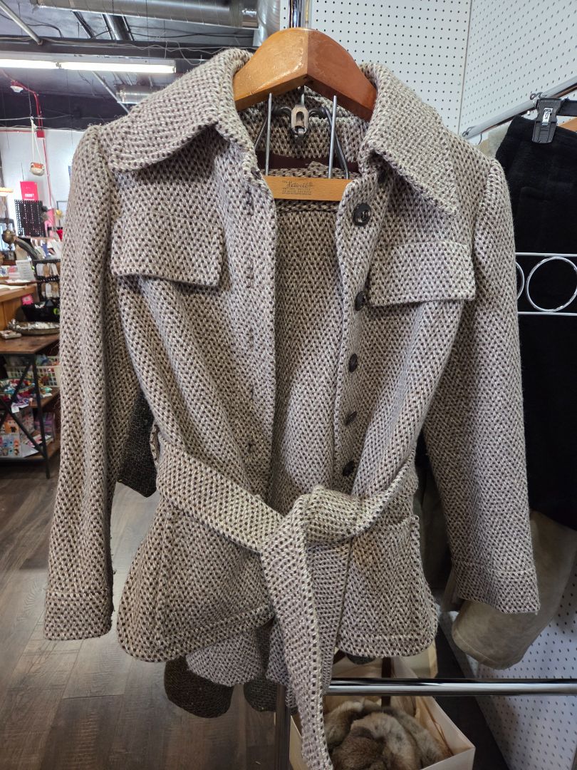 Vintage Brown Tweed Suit Jacket and Skirt