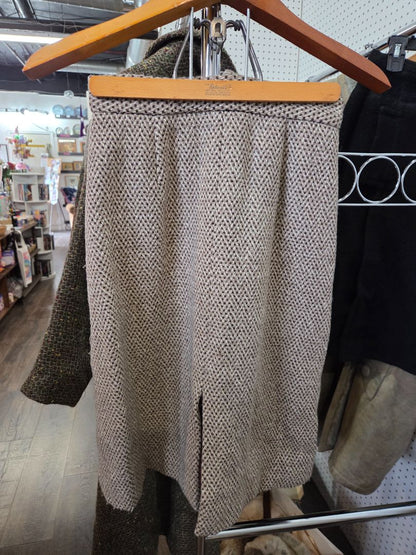 Vintage Brown Tweed Suit Jacket and Skirt