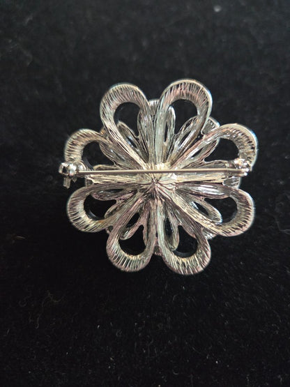 Rhinestone Flower & Imitation Pearl Brooch