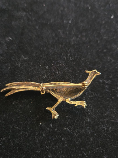 Gold Tone Running Pheasant Brooch
