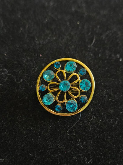 Vintage Pretty Rhinestone Pin Old Closure blue