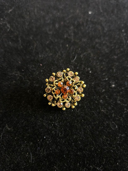 Vintage Amber Flower Brooch old style clasp