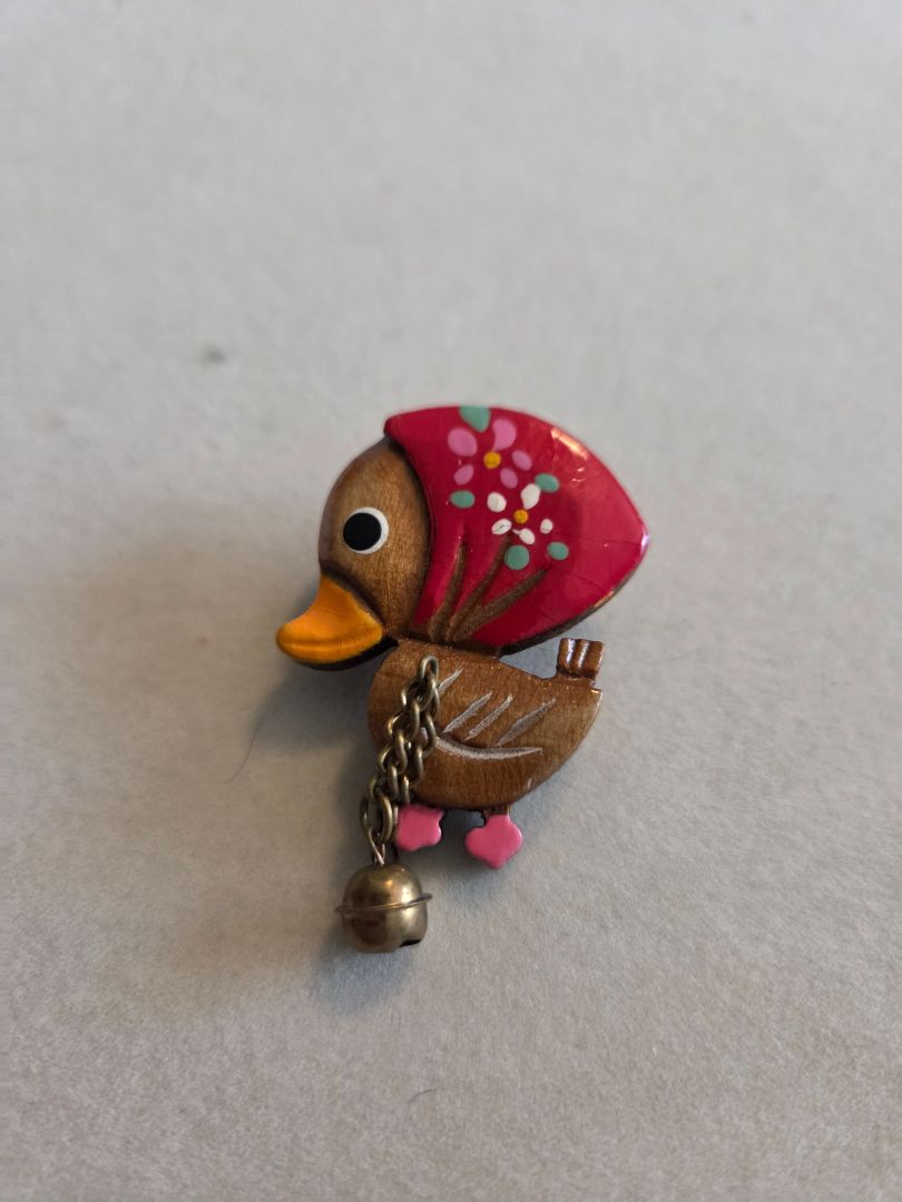 1960's Hand Painted Duck Brooch